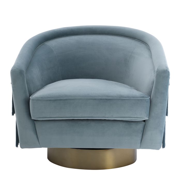 Fauteuil pivotant en velours bleu | Eichholtz Le Vante
