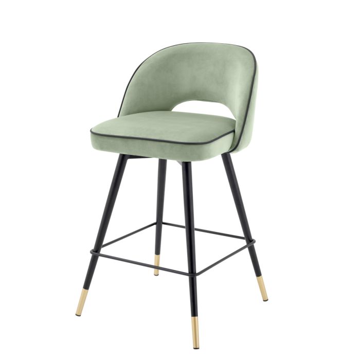 Chaise de comptoir en velours vert (lot de 2) | Eichholtz Cliff