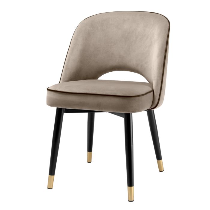 Chaise de salle à manger en velours greige (lot de 2) | Eichholtz Cliff
