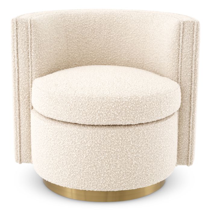 Fauteuil pivotant bouclé crème | Eichholtz Amanda