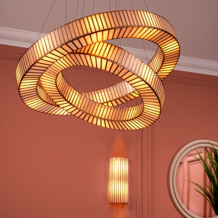 Lustre doré en verre blanc | Eichholtz Monari