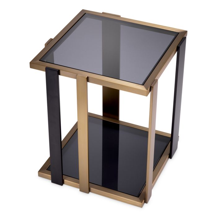 Table d'appoint en laiton brossé et verre fumé | Eichholtz Clio