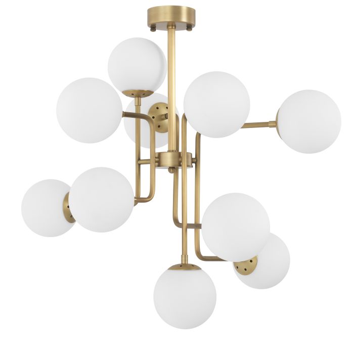 Lustre doré en verre blanc | Eichholtz Chase