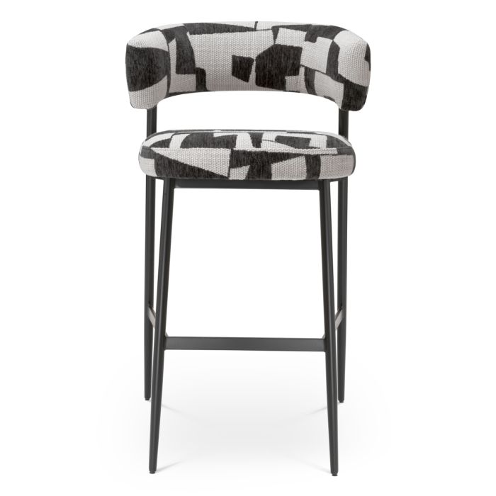 Chaise de bar en tissu noir et blanc | Eichholtz Folsom