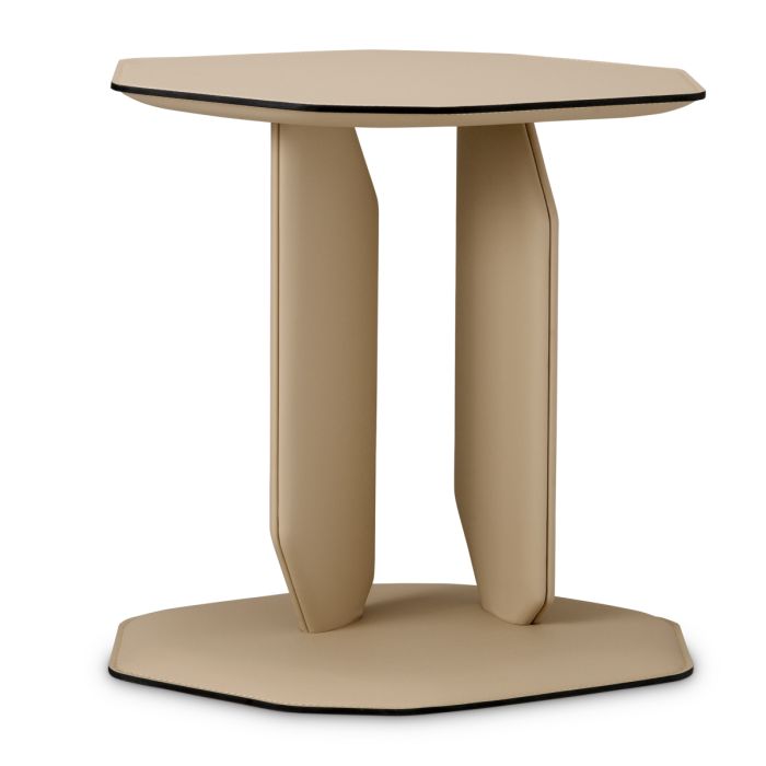 Table d'appoint en cuir cappuccino | Eichholtz Maurizio
