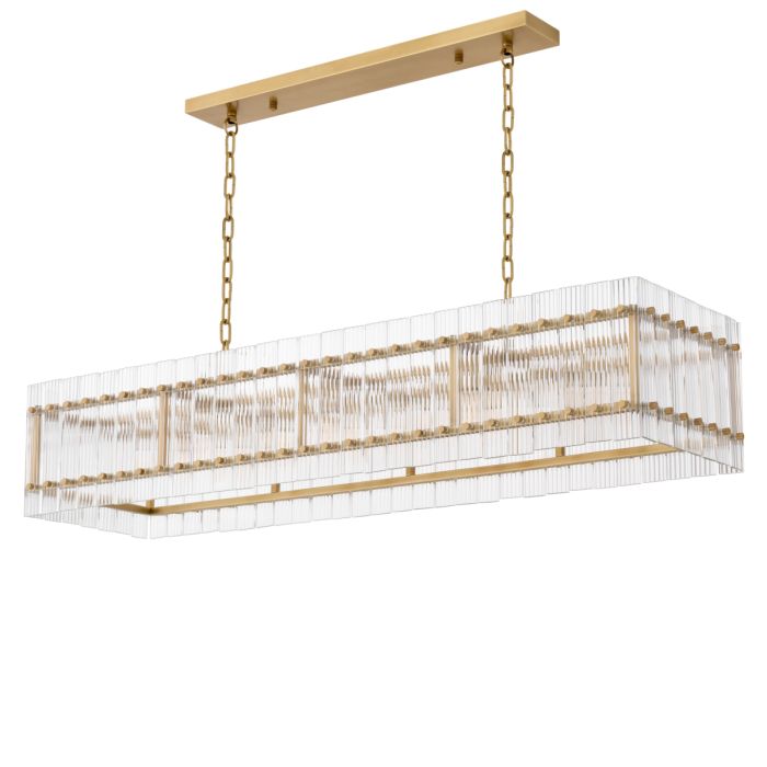 Lustre rectangulaire doré en verre transparent | Eichholtz Ruby