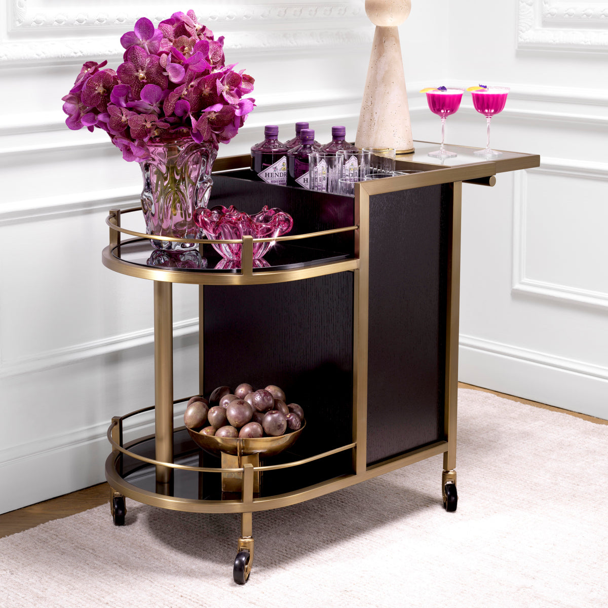 Trolley en laiton brossé | Eichholtz Bellini - vue de détail | REMO-HOME