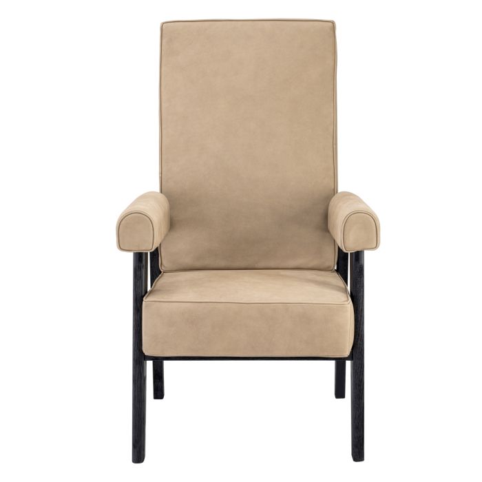 Fauteuil haut en nubuck beige | Eichholtz Felippe