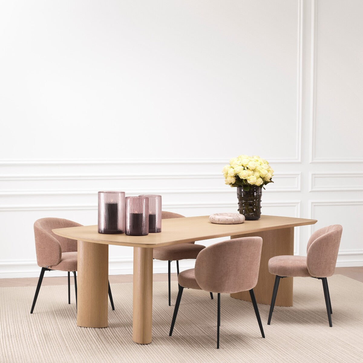 Table à manger en placage chêne naturel | Eichholtz Bergman S - vue de détail | REMO-HOME