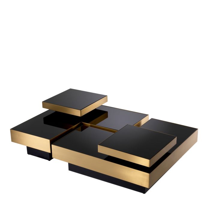 Table basse dorée en verre noir (lot de 4) | Eichholtz Nio