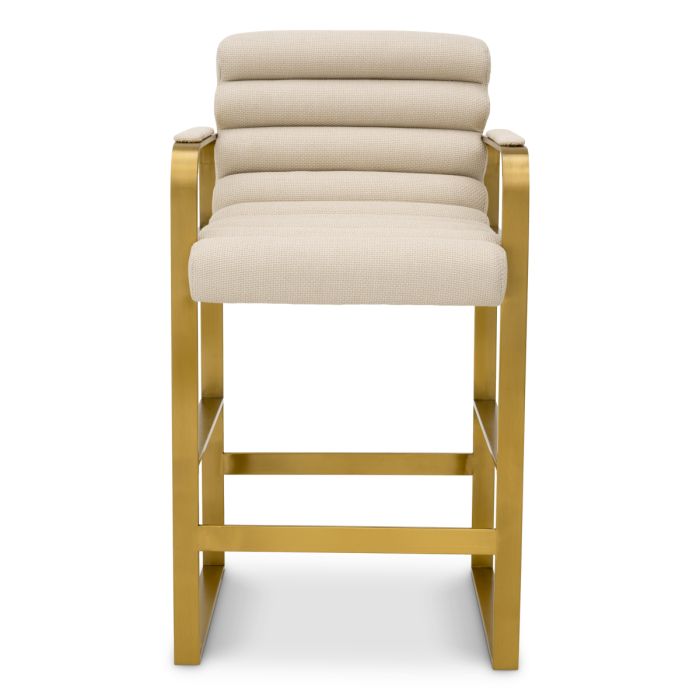 Chaise de comptoir dorée en tissu sable | Eichholtz Olsean