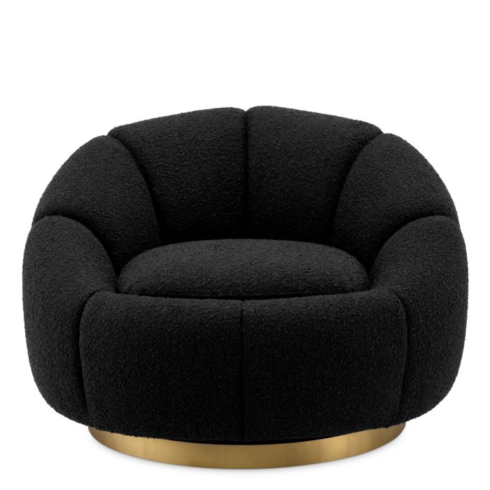 Fauteuil pivotant bouclé noir | Eichholtz Inger