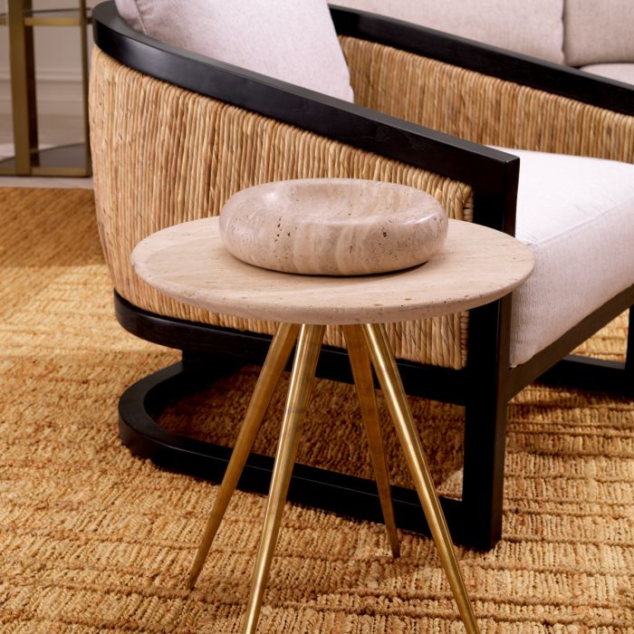 Table d'appoint dorée en travertin | Eichholtz Ranco