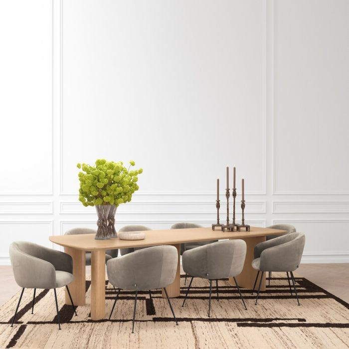 Chaise de salle à manger en velours greige | Eichholtz Elbury