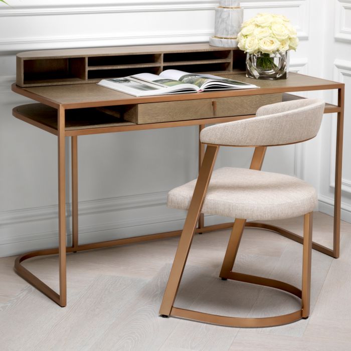 Chaise de salle à manger en tissu blanc cru | Eichholtz Dexter