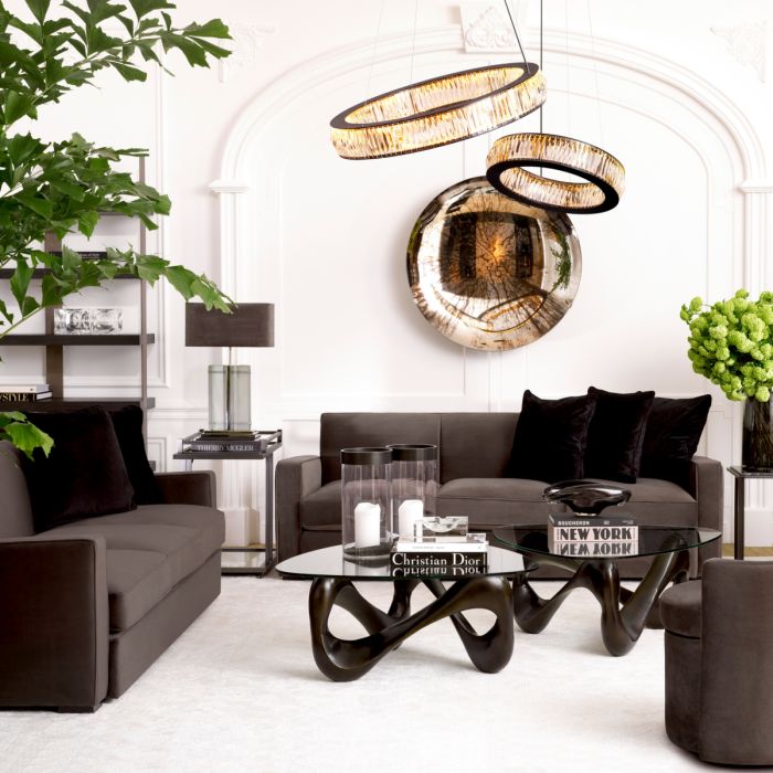 Lustre noir en verre cristal | Eichholtz Vancouver S