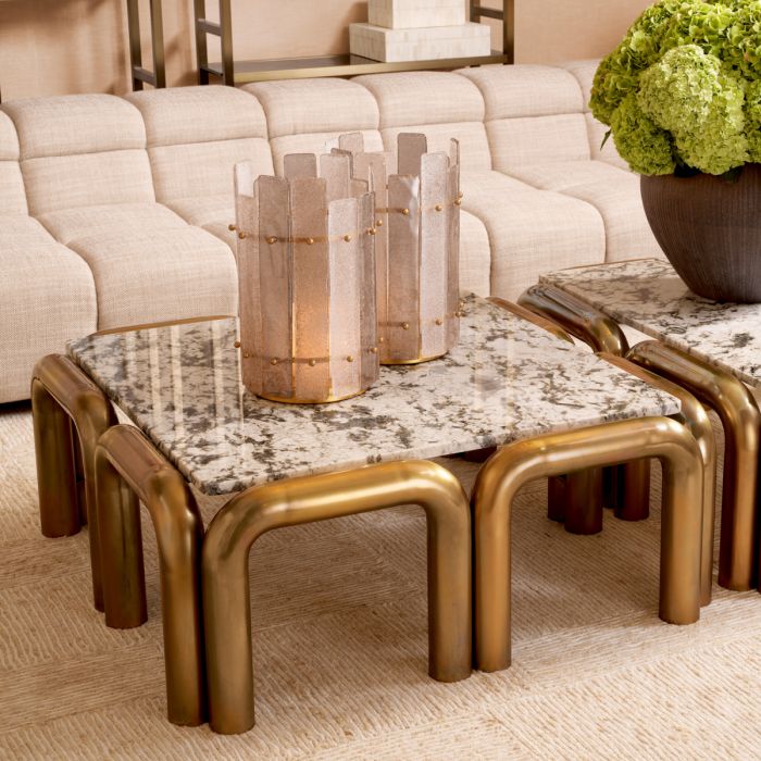 Table basse dorée en marbre blanc | Eichholtz Sunwood