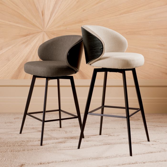 Chaise de comptoir en tissu marron | Eichholtz Camerota