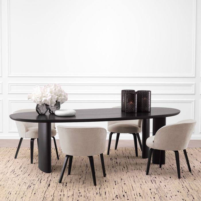 Chaise de salle à manger en tissu beige | Eichholtz Vichy