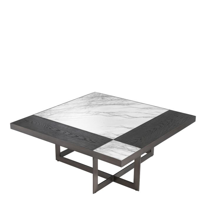 Table basse en chêne mocha et marbre blanc | Eichholtz Hermoza