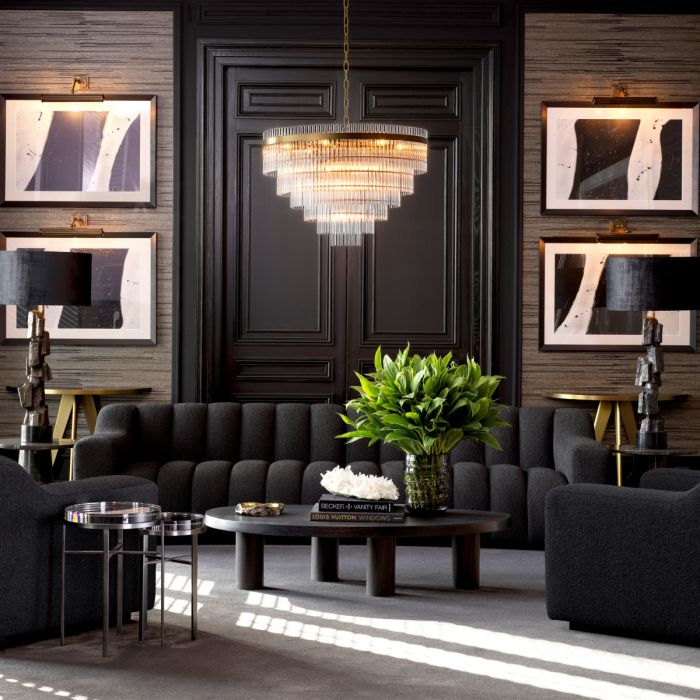 Lustre doré en verre transparent | Eichholtz East S