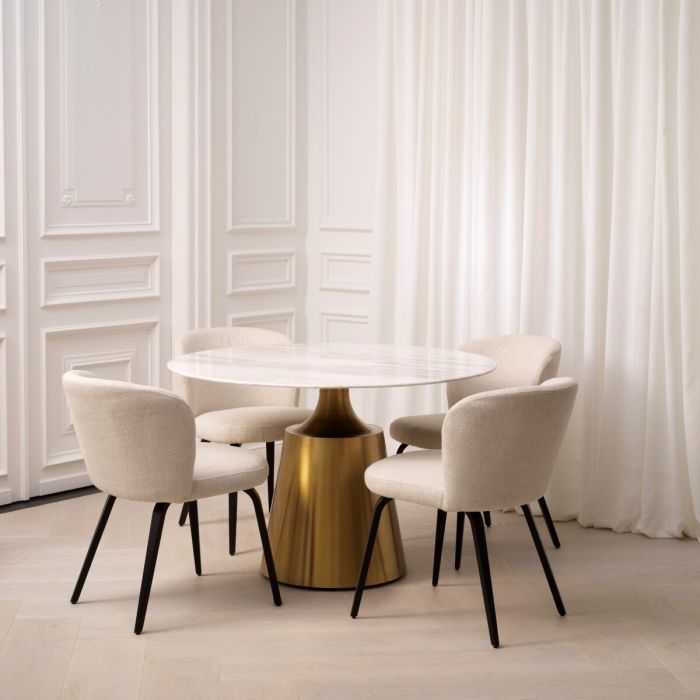 Chaise de salle à manger en tissu blanc écru | Eichholtz Halard