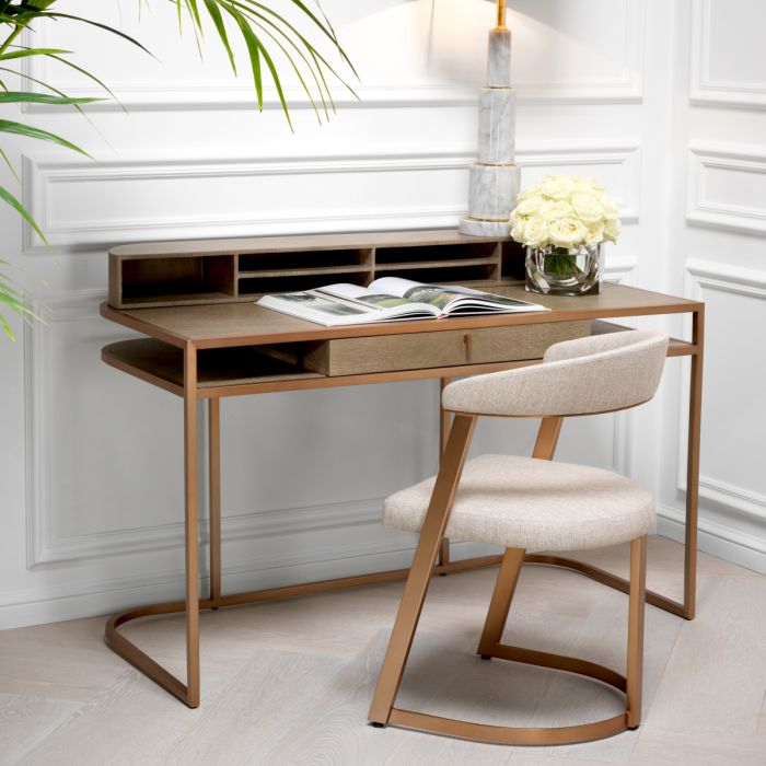 Bureau en chêne blanchi et laiton brossé | Eichholtz Highland