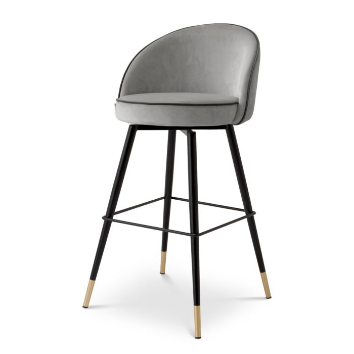 Chaise de bar en velours gris clair (lot de 2) | Eichholtz Cooper