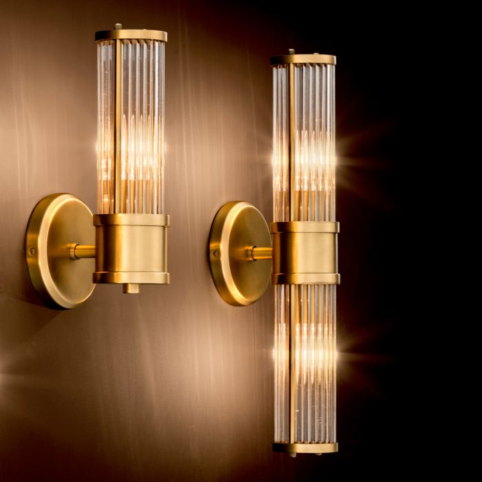 Applique murale dorée en verre transparent | Eichholtz Claridges