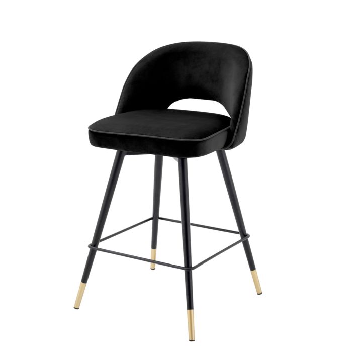 Chaise de comptoir en velours noir (lot de 2) | Eichholtz Cliff