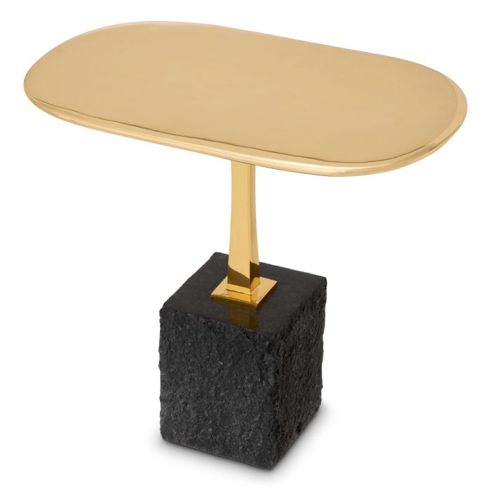 Table d'appoint dorée en granit noir | Eichholtz Kayan L