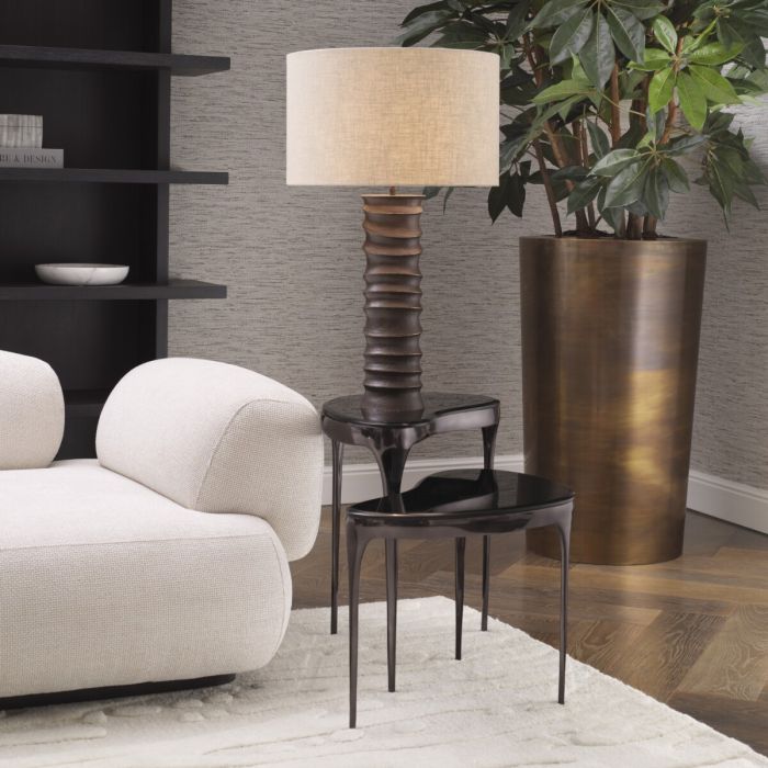 Table d'appoint en bronze et verre noir (lot de 2) | Eichholtz Zena