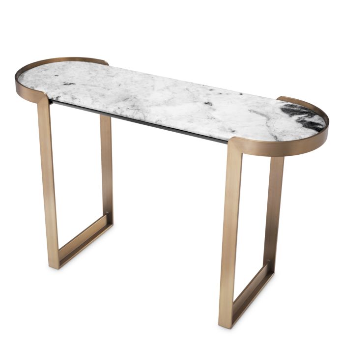 Console en laiton brossé et marbre blanc | Eichholtz Fabio