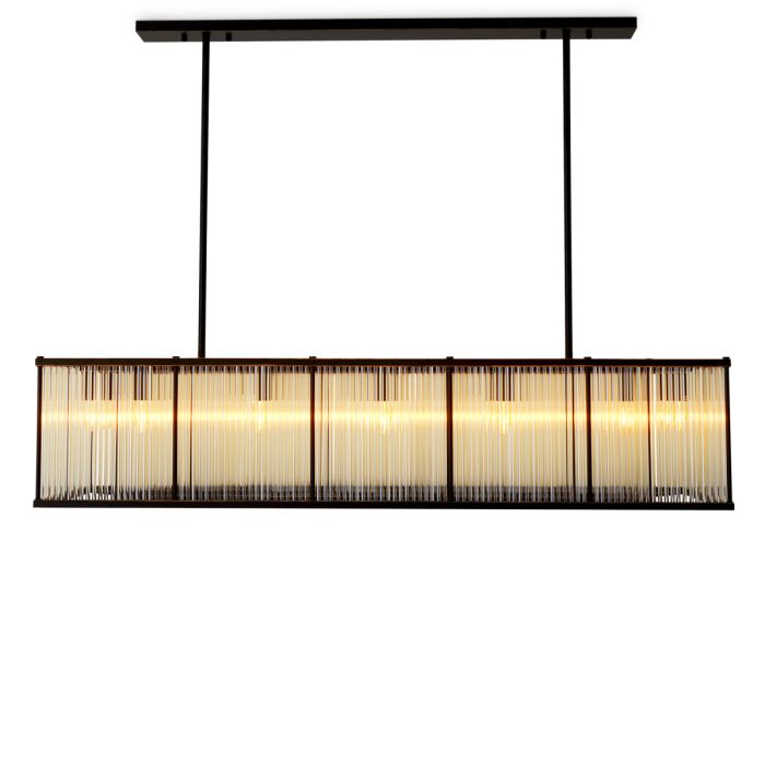 Lustre rectangulaire en bronze et en verre vintage | Eichholtz Bernardi