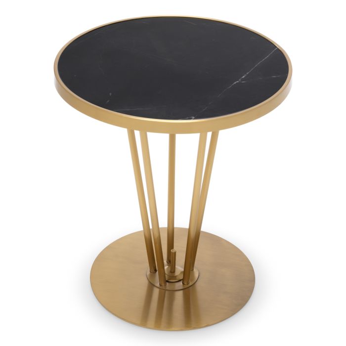 Table d'appoint dorée en marbre noir | Eichholtz Horatio