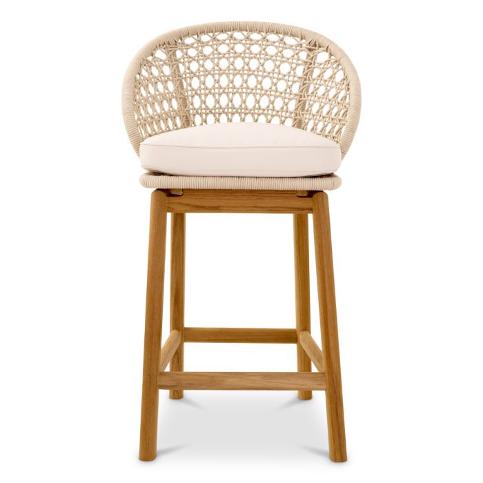 Chaise de comptoir en teck et cordage crème | Eichholtz Trinity