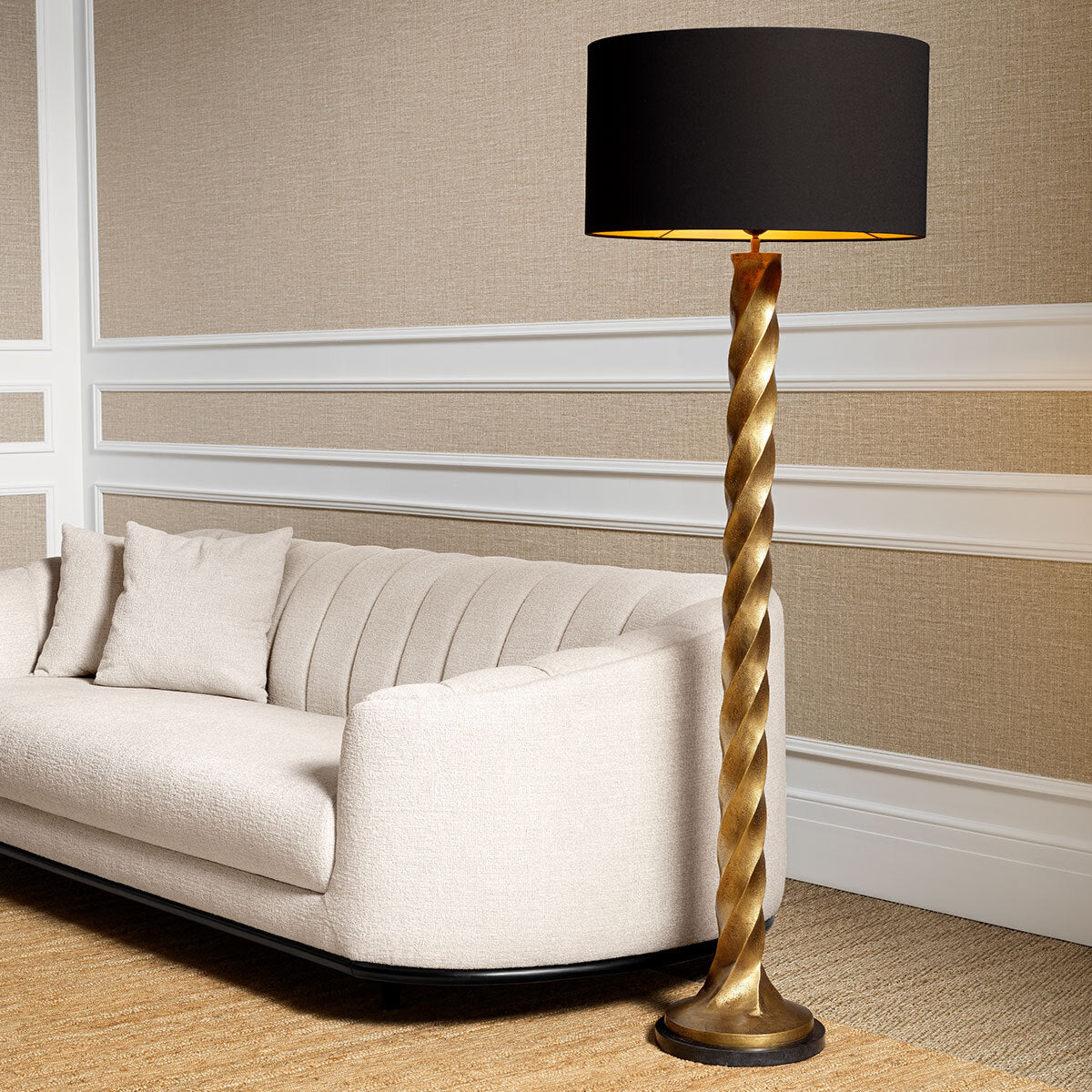 Lampe sur pied en laiton vintage avec abat-jour | Eichholtz Costanza - vue de détail | REMO-HOME