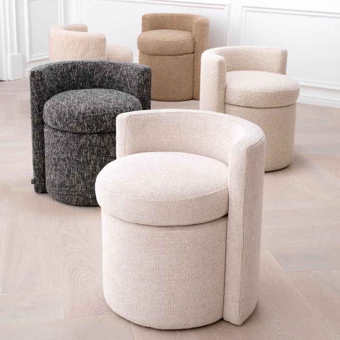 Tabouret en tissu blanc cassé | Eichholtz Arcadia