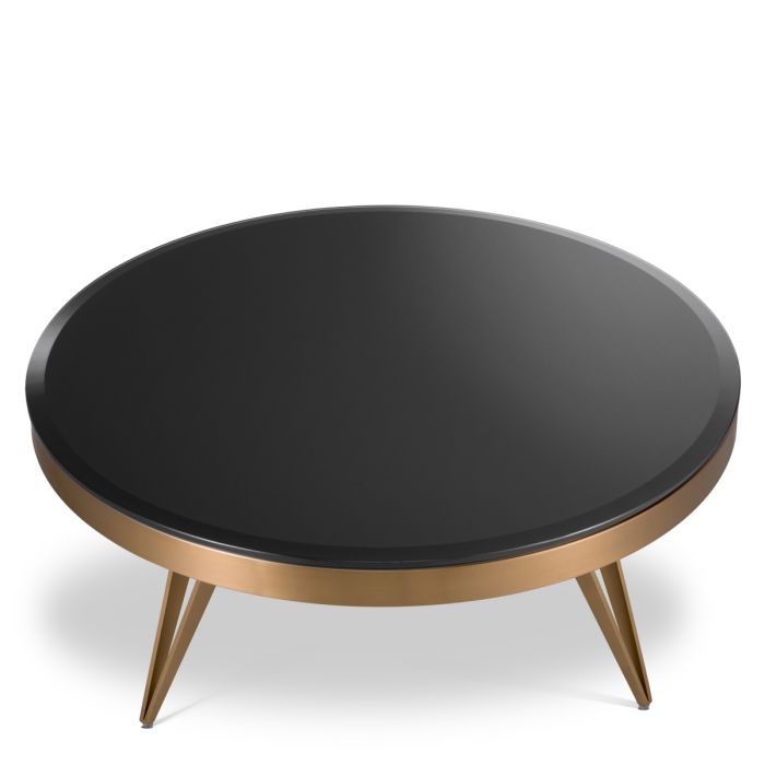 Table basse en laiton brossé et verre noir | Eichholtz Rocco