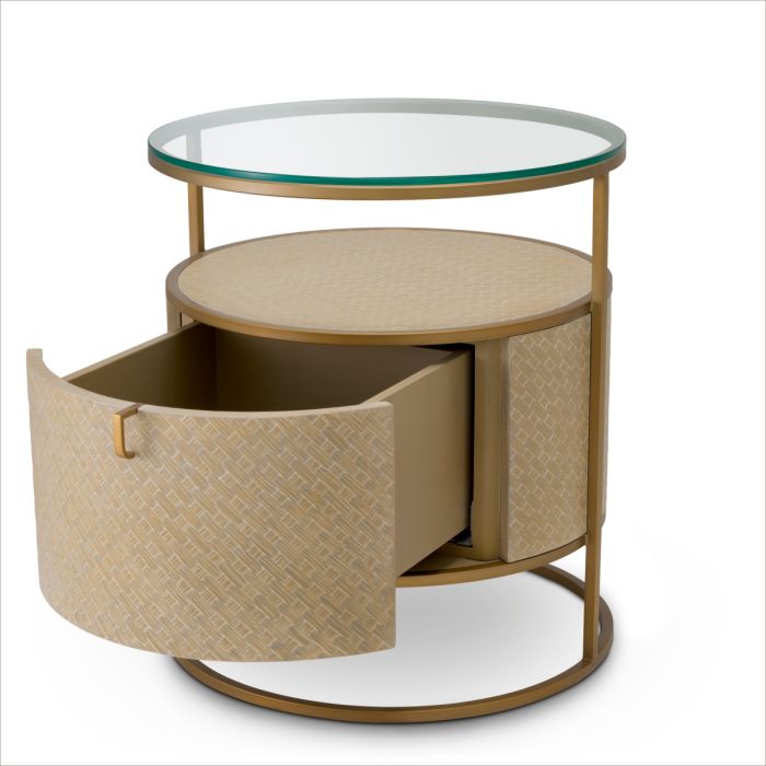 Table de chevet en chêne tressé beige | Eichholtz Napa Valley