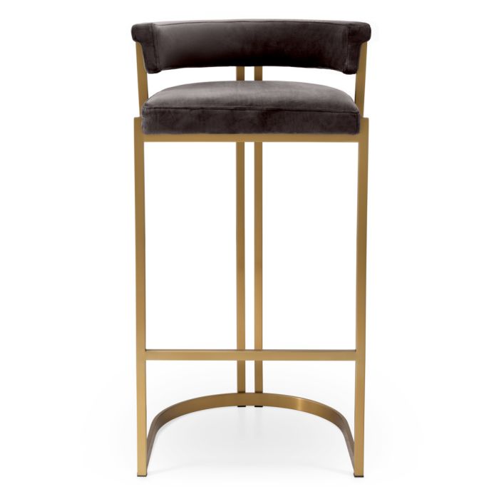 Chaise de bar dorée en velours marron | Eichholtz Dante