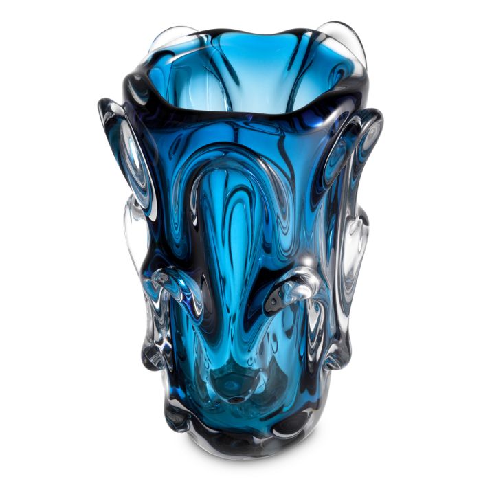 Vase en verre soufflé bleu | Eichholtz Aila L