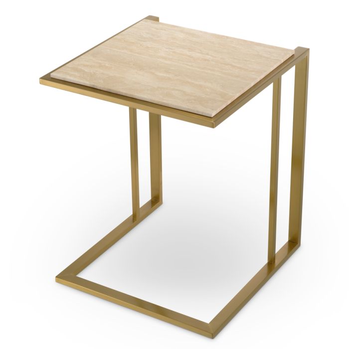 Table d'appoint en laiton brossé et travertin | Eichholtz Cocktail