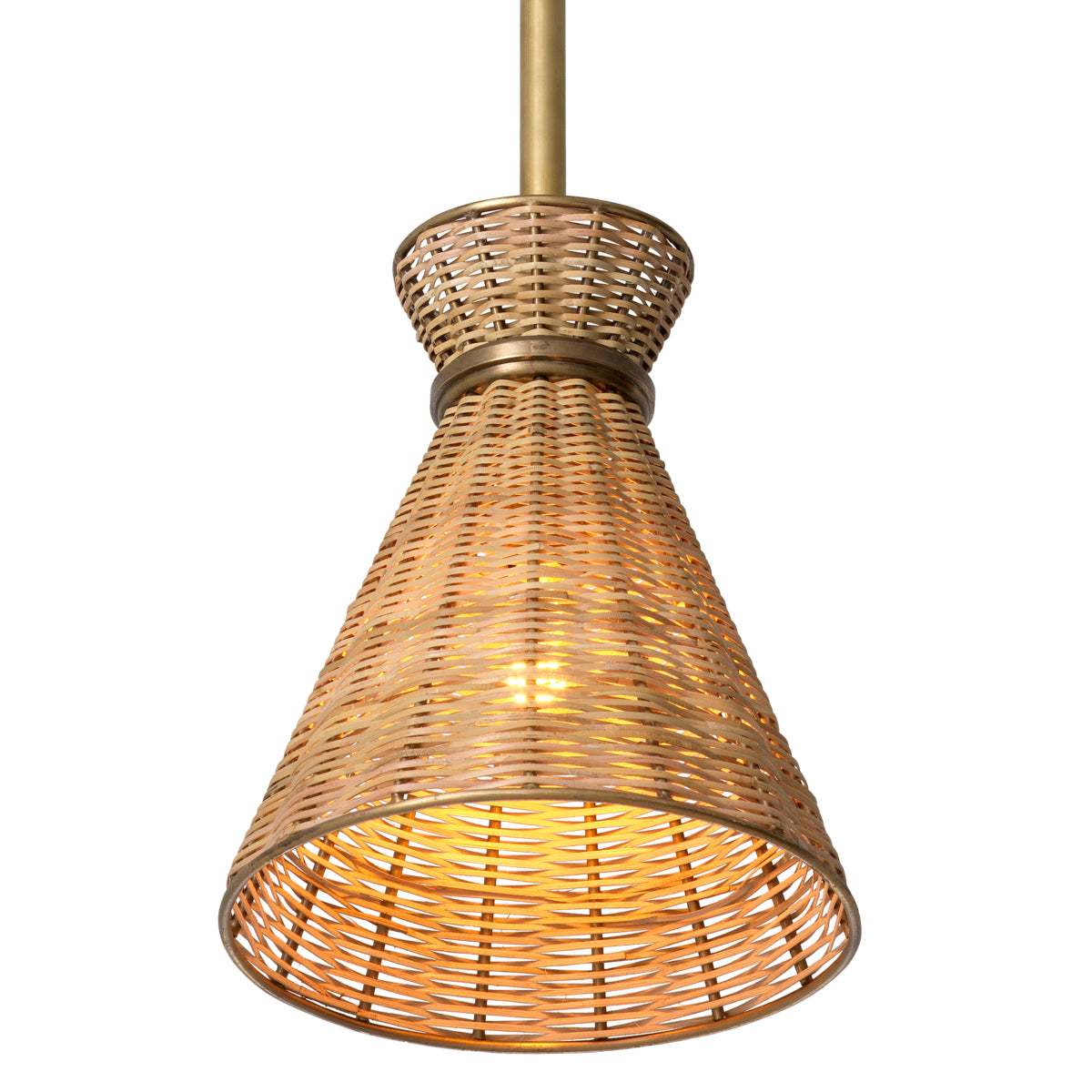 Suspension en laiton vintage et rotin naturel | Eichholtz Kon Tiki - vue de détail | REMO-HOME