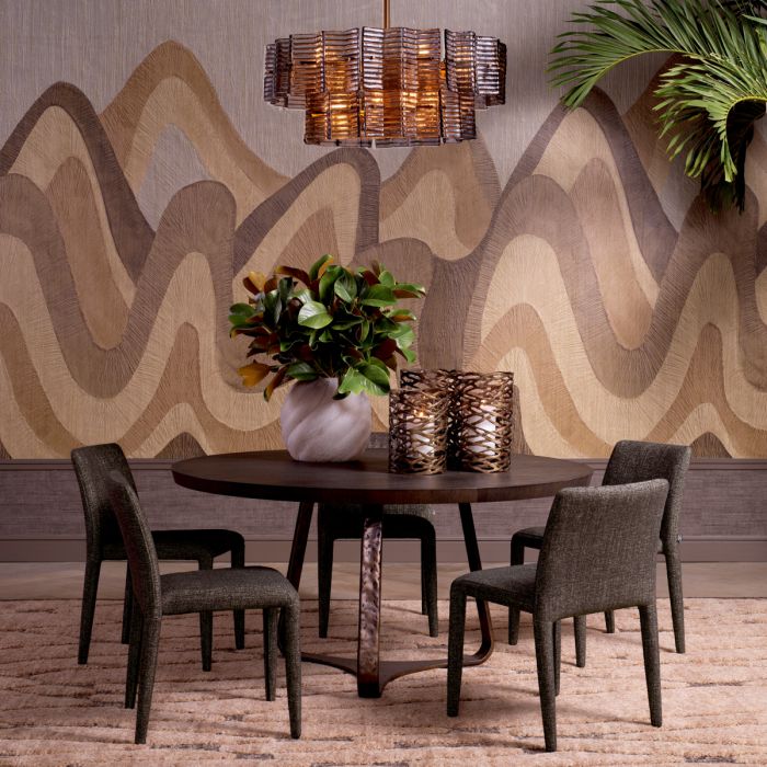Chaise de salle à manger en tissu marron (lot de 2) | Eichholtz Leiza