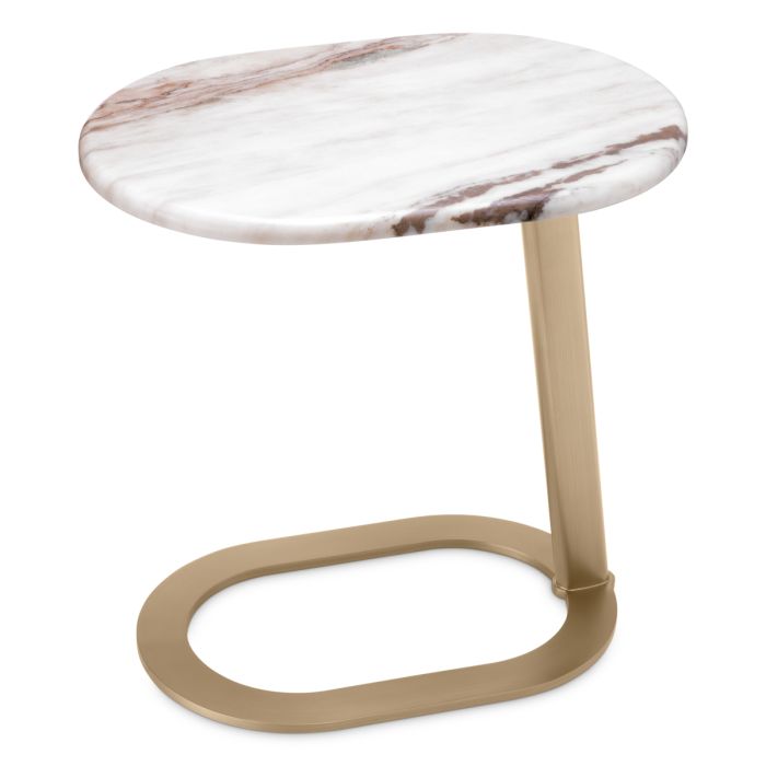 Table d'appoint dorée en marbre blanc | Eichholtz Oyo