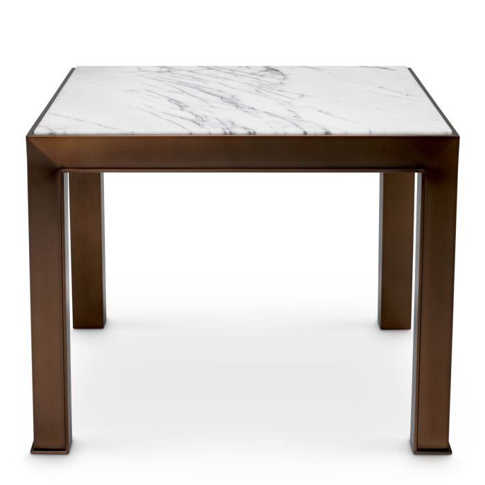 Table d'appoint cuivrée en marbre blanc | Eichholtz Tardieu