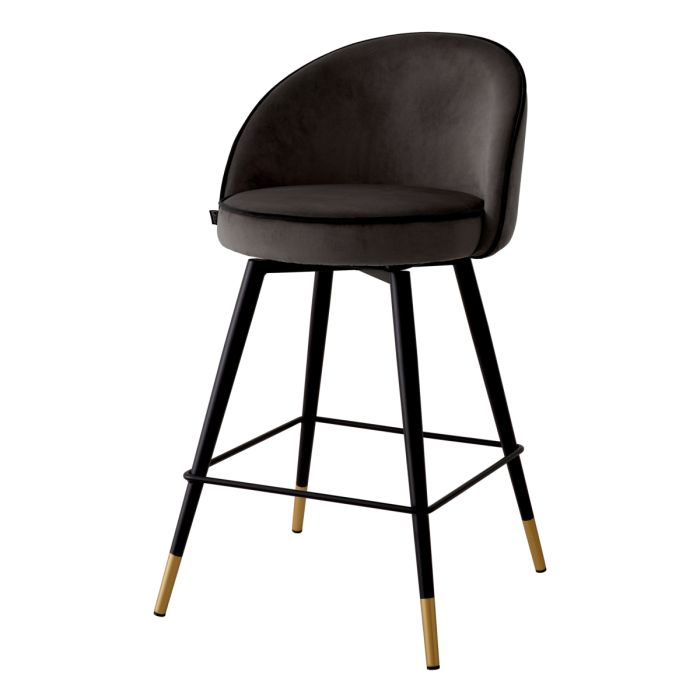 Chaise de comptoir en velours gris (lot de 2) | Eichholtz Cooper