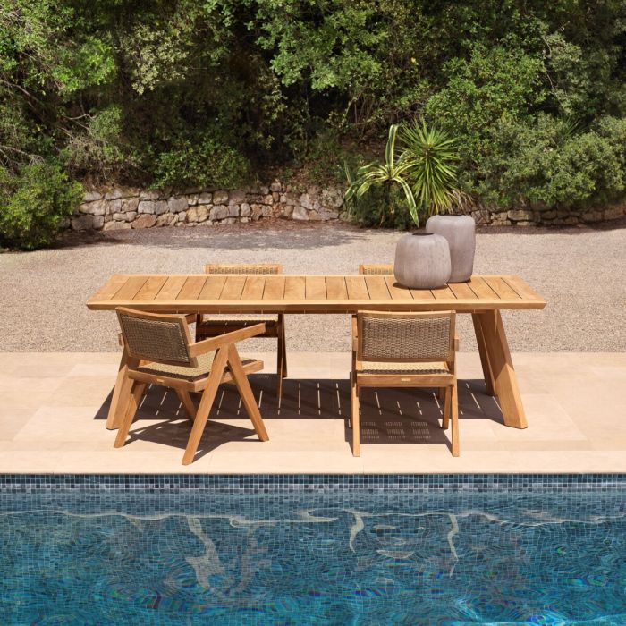 Chaise extérieure en teck et tissage marron | Eichholtz Kristo