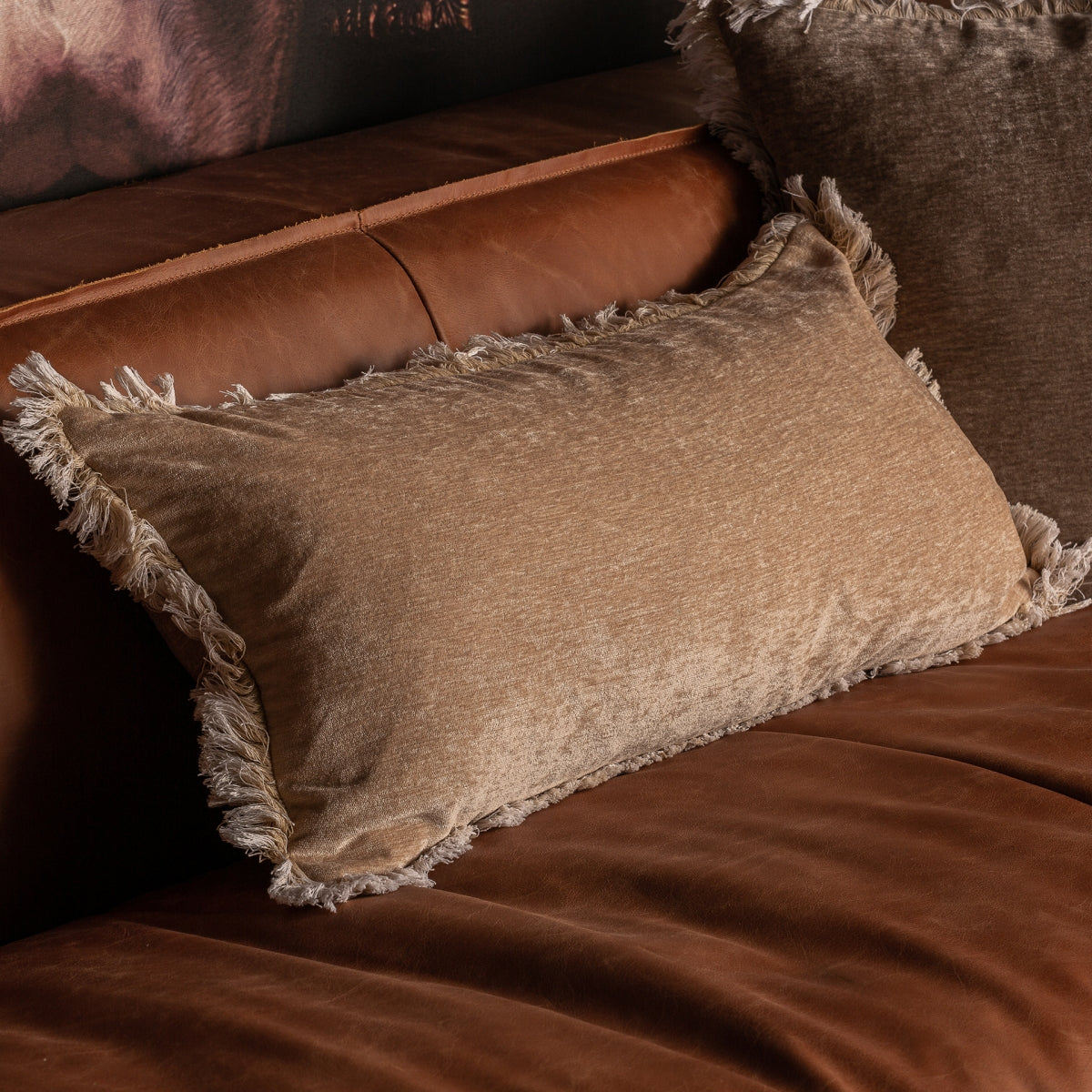 Coussin rectangulaire en velours beige | Vical Aricia | REMO, mobilier et décoration d'intérieur